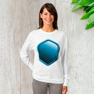 Glanzende Blauwe Zeshoekige Icoon Moderne Geometri T-shirt