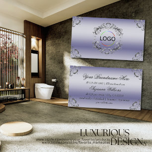 Glanzende Blauwe Zilveren Decoratie met Logo Luxe Visitekaartje