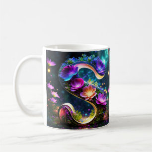 Glanzende bloemletter S Koffiemok