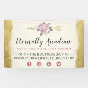 Glanzende Boheemse Bloemige Pijlen Goud Boho Chic Spandoek