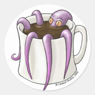 Glanzende Coffeepus-Stickers Ronde Sticker