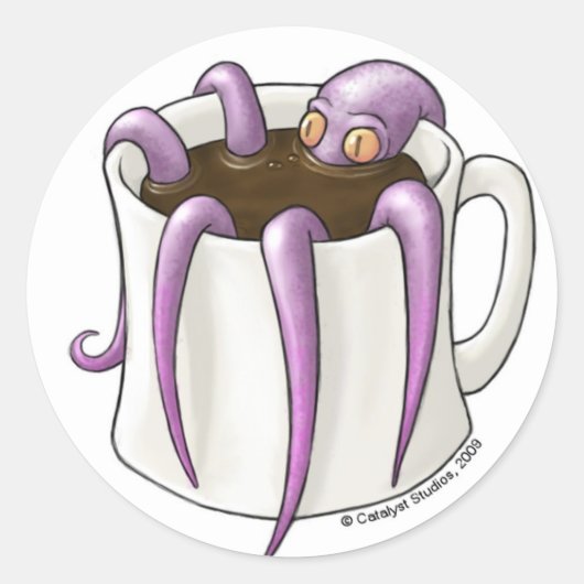 Glanzende Coffeepus-Stickers Ronde Sticker (Voorkant)