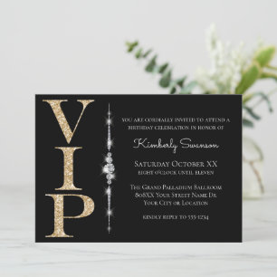 Glanzende diamanten op zwarte gouden glitter VIP-f Kaart