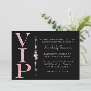 Glanzende diamanten op Zwarte Roze Glitter VIP Fee Kaart