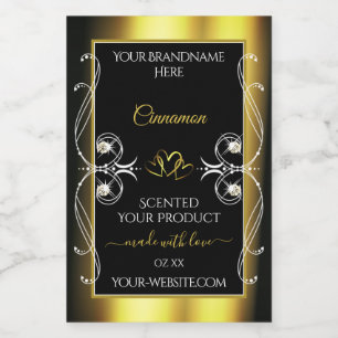 Glanzende Diamanten Zwart Goud Decor Productlabels Voedselcontainer Etiket
