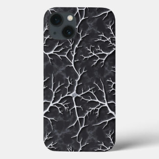Glanzende donkergrijze iPhone-hoes met takreliëf iPhone 13 Hoesje
