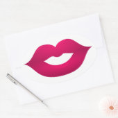 Glanzende donkerroze lippen Ovale Stickers (Envelop)