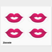 Glanzende donkerroze lippen Ovale Stickers (Vel)