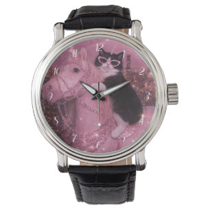 Glanzende Eenhoorn Kat Onder Sprankelende Stad     Horloge