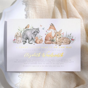 Glanzende Elegante Bosdieren Baby Shower Folie Uitnodiging