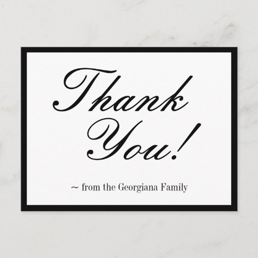 Glanzende, Elegante "Dank je wel!" Briefkaart (Voorkant)