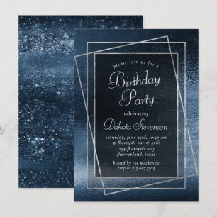 Glanzende Folie   Navy Blauwe Glitters Glans Verja Kaart