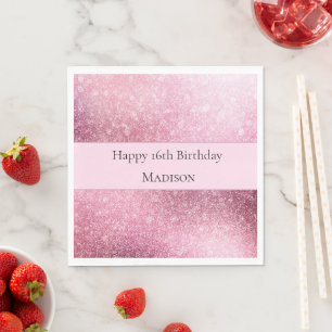 Glanzende Glamour Roze Glitter Sweet 16 Verjaardag Servet