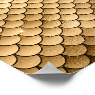 Glanzende Glitter Gouden Bronzen Vis Schubben Zeem Poster