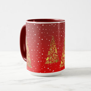 Glanzende Golden Christmas Trees Vakantie Mok