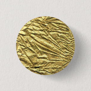 Glanzende goud folie ronde button 3,2 cm