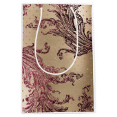 Glanzende Gouden Glam Bourgondiërode Harten Bruilo Medium Cadeauzakje (Voorkant)