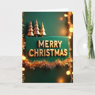 Glanzende Gouden Groene Kerstkaart Kaart