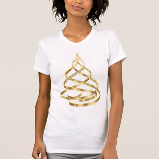 Glanzende Gouden Kerstlint Boom Sparkle T-shirt