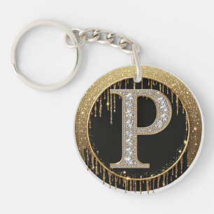 Glanzende Gouden Letter P Cadeau Sleutelhanger