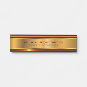 Glanzende gouden metallic textuur deurbordje