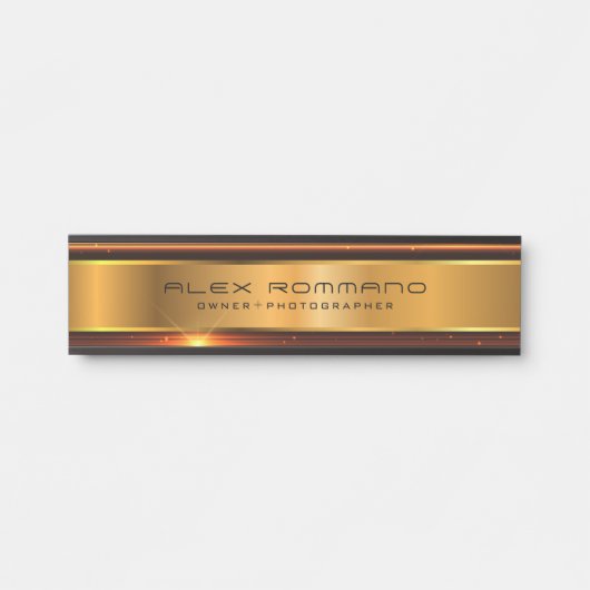 Glanzende gouden metallic textuur deurbordje (Voorkant)