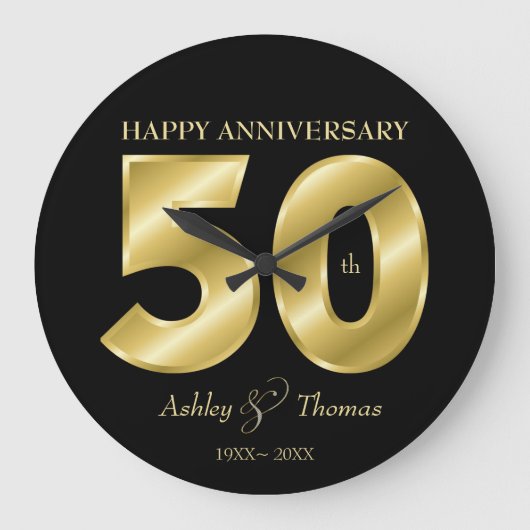 Glanzende Gouden Nummers Grote Klok (Voorkant)