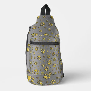Glanzende gouden poten op zilveren achtergrond Pri Sling Bag