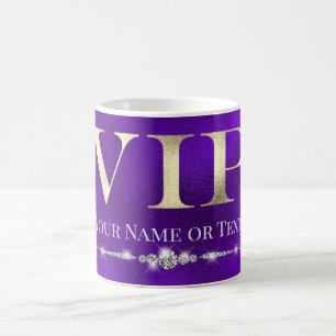 Glanzende Gouden VIP op Paars Koffiemok