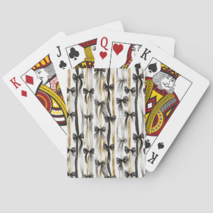 Glanzende Gouden Zilveren Zwarte Lint Bogen Kerst Pokerkaarten
