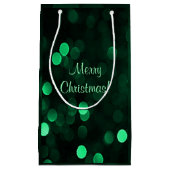 Glanzende groene kerstverlichting Bokeh Vrolijk Ke Klein Cadeauzakje (Voorkant)