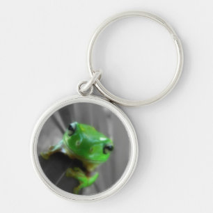glanzende groene kikker sleutelhanger