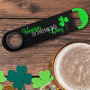 Glanzende Groene Klaver Gelukkig St. Patrick's Dag Speed Flessenopener