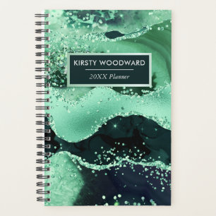 Glanzende groene namaakparelmoer glinsterende agaa planner