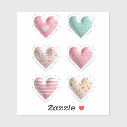 Glanzende harten sticker (Vel)