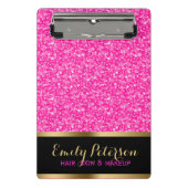 Glanzende hete roze en witte glitter mini klembord (Voorkant)