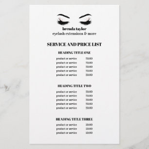 Glanzende indrukwekkende DIENSTENLIJST WIMPER SALO Flyer