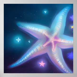 Glanzende Iridescent Starfish Poster