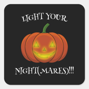 Glanzende Jack-o'-Lantern - Licht uw nachtmerries Vierkante Sticker