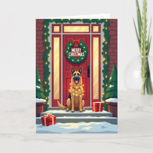 Glanzende Kerstkaart van een Hond Kaart