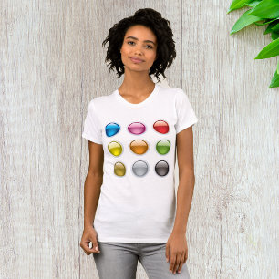Glanzende Kleurige Knop Pictogrammen Set T-shirt