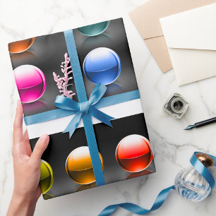 Glanzende Kleurrijke Bol Iconen Abstracte Ballen Cadeaupapier