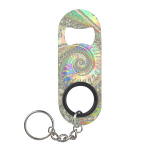 Glanzende Kleurrijke Spiraal Fractale Digitale Abs Mini Flessenopener