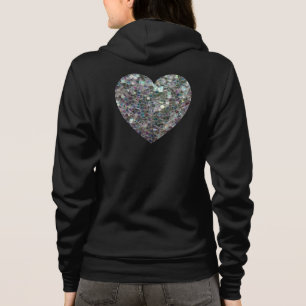 Glanzende kleurrijke zilveren mozaïek Hart (achter Hoodie