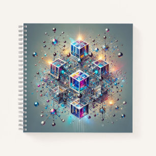 Glanzende Kubussen & Moleculair Rasterontwerp Notitieboek