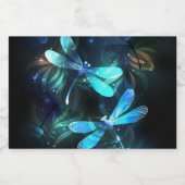 Glanzende Libellenmeer Likeurfles Etiket (Enkel label)