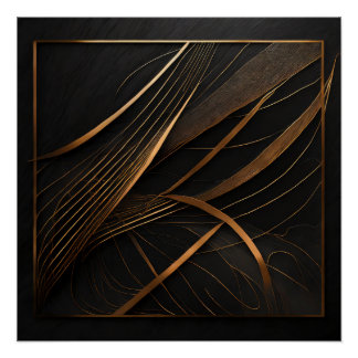 Glanzende lijn op zwart perfect poster