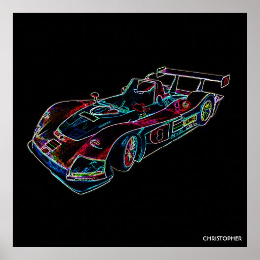 Glanzende luxe Neon Colors Car Poster (Voorkant)