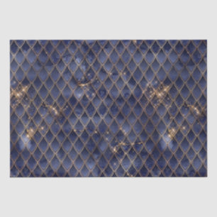 Glanzende marineblauw & gouden glinsterende draake tissuepapier