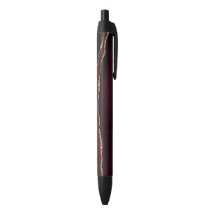 Glanzende Marmer Agate Chic Zwart Paars Goud Zwarte Inkt Pen